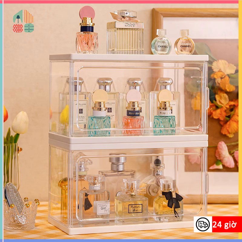 Hộp đựng nước hoa để bàn chống đa năng màu sắc ấm áp hộp mica trong suốt,hộp đựng nước hoa để
