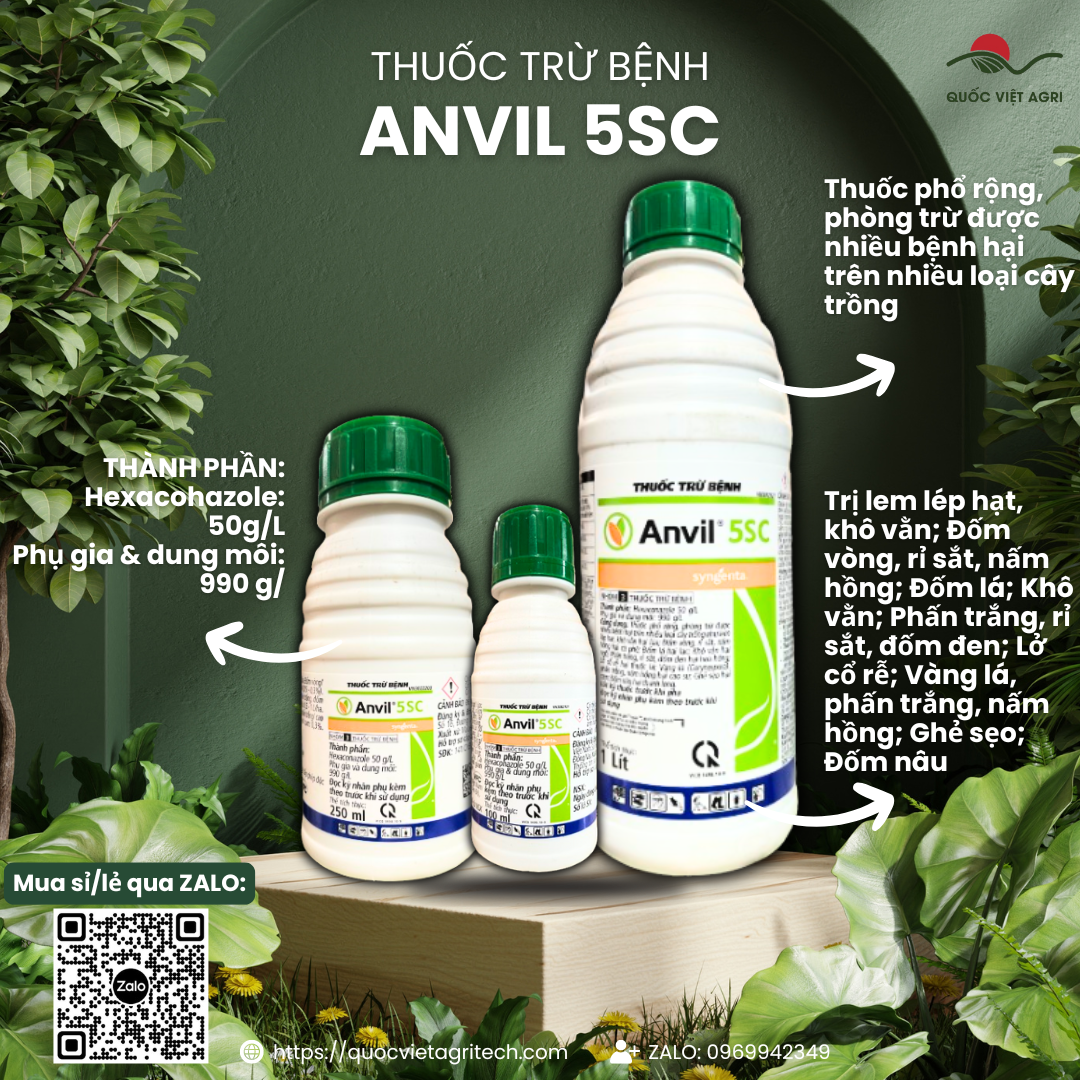 Thuốc trừ bệnh ANVIL 5SC (100ml - 1 LÍT) Syngenta - Hexacohazole 50g/l Trừ bệnh gỉ sắt, phấn trắng cho hoa hồng, cúc...