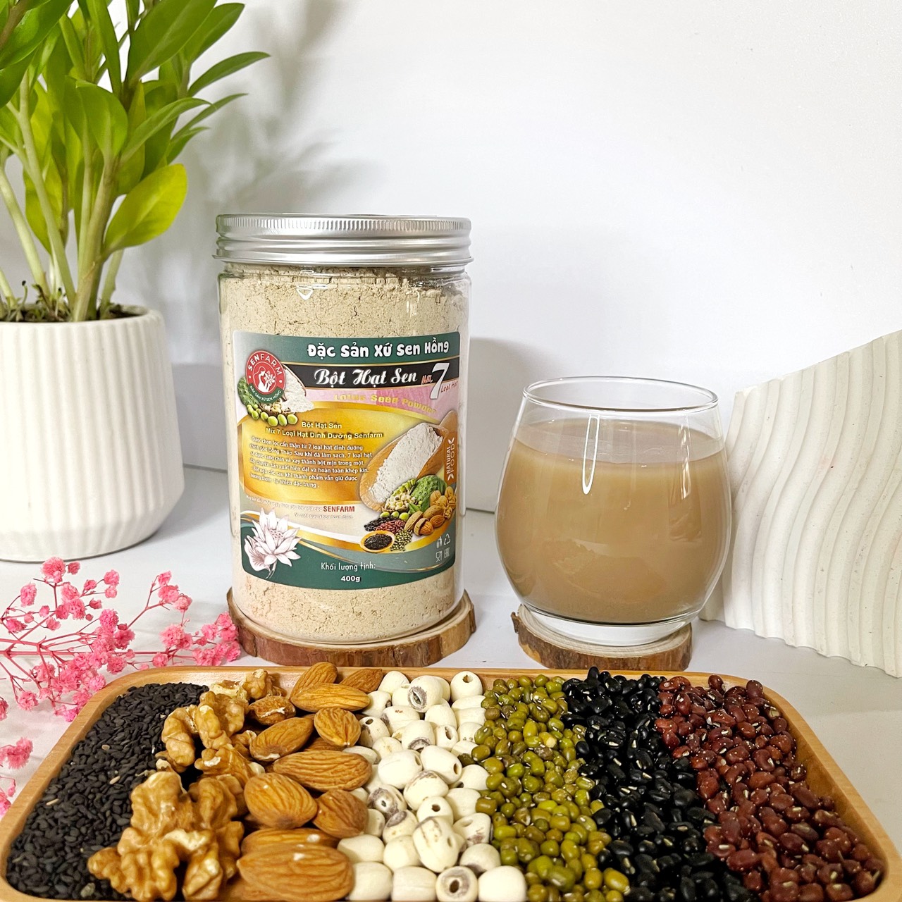 Bột Hạt Sen Mix 7 Thứ Hạt Dinh Dưỡng Nguyên chất Senfarm - không đường