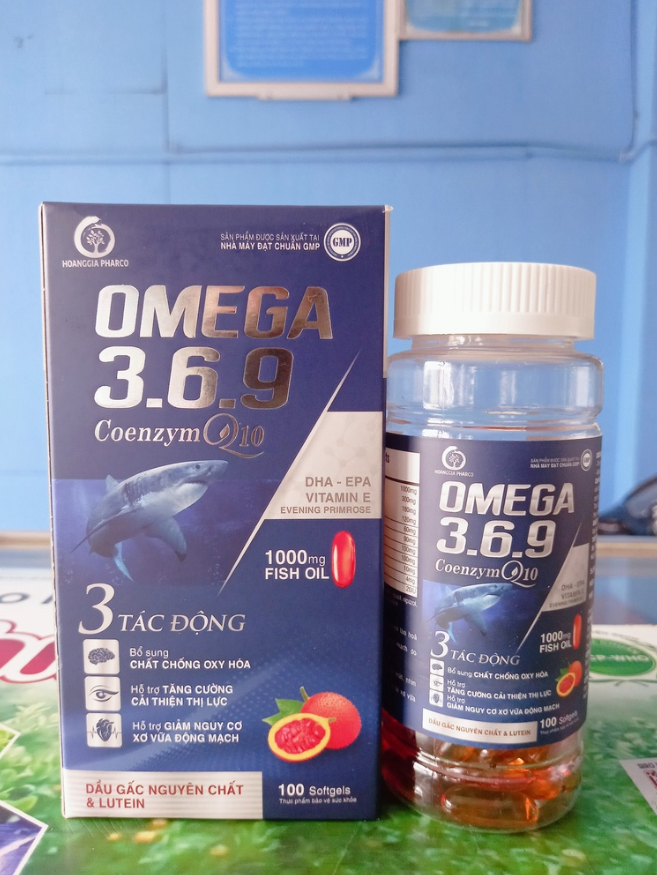 Viên uống dầu gấc nguyên chất và lutein Omega 3.6.9 Coenzym Q10 (Hoàng Gia) 100 Viên