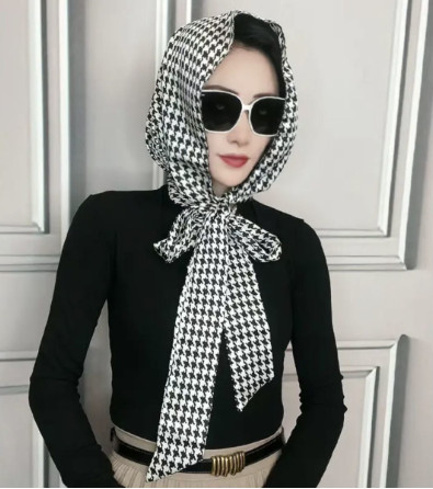 Khăn trùm đầu chống nắng vải lụa satin - Khăn choàng đa năng phong cách trẻ trung cho nữ - 7