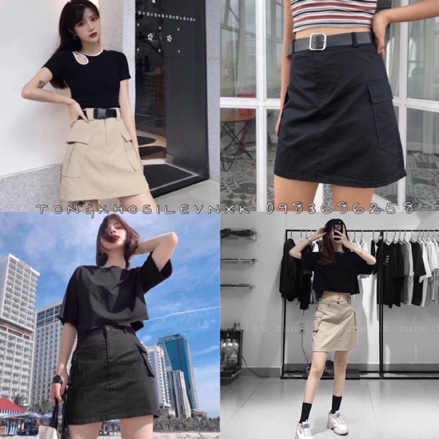 [HCM]Chân váy kaki túi hộp ulzzang