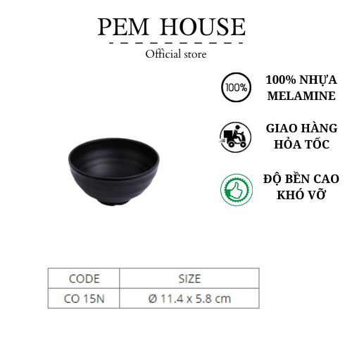 Chén Cơm Nhựa Melamine Đen Nhám