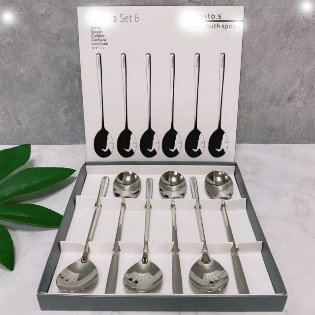 Set 6 muỗng thìa inox 304 cán dài sang trọng sáng bóng bền đẹp