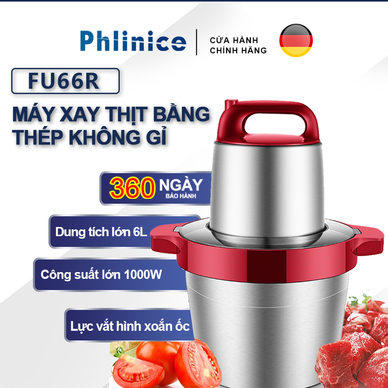 Máy xay thịt 6 Lít máy xay rau củ thịt inox thép không gỉ Máy xay Nồi xay