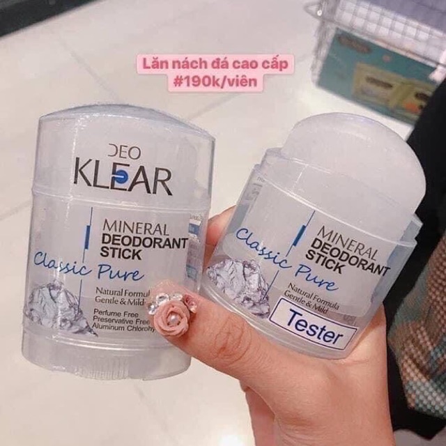 Lăn nách đá khoáng deo klear thái lan - khử mùi, giữ da khô