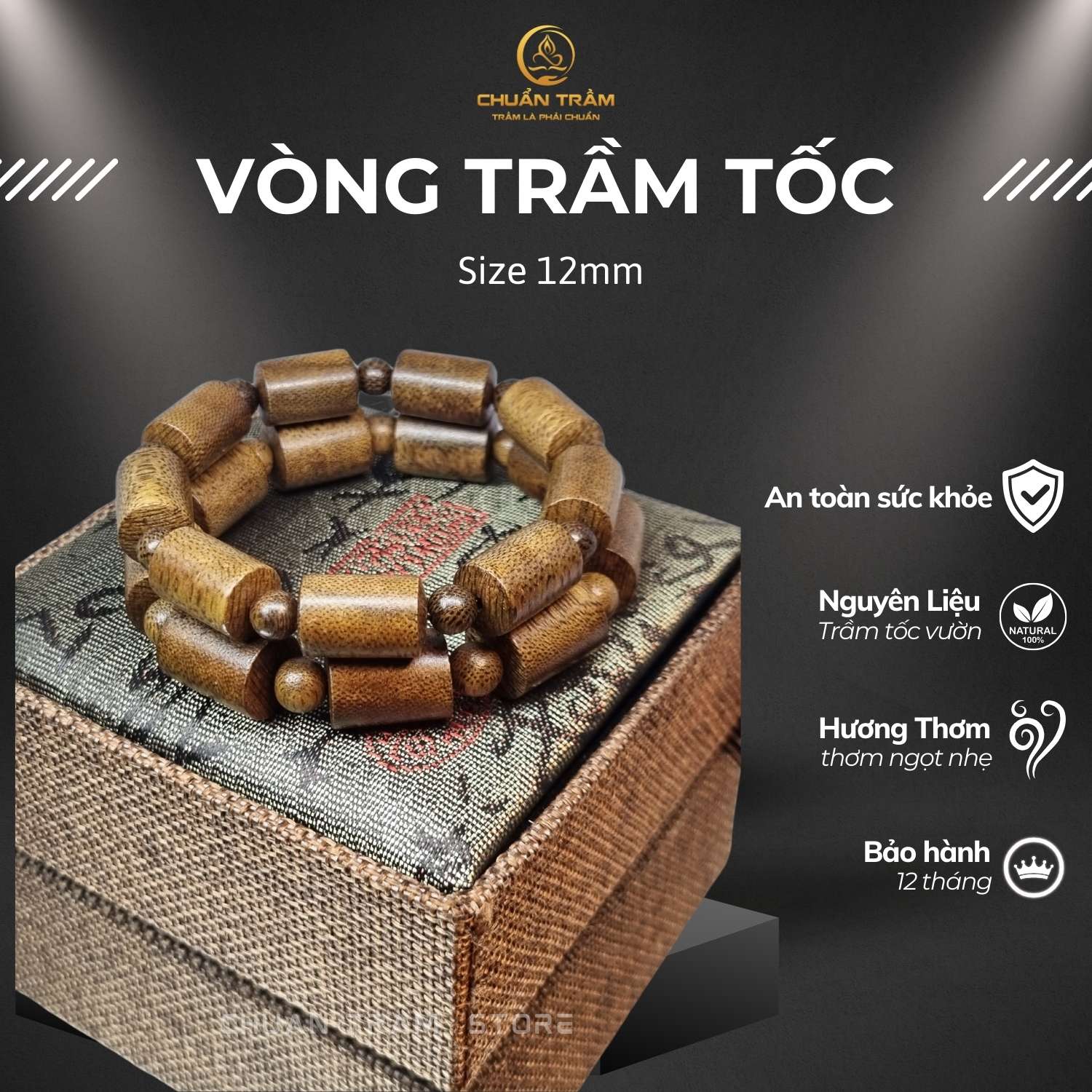 Vòng Tay Trầm Hương dạng trúc tốc kiến vườn Chuẩn Trầm, vòng tay thời trang, vòng tay trầm trúc tốc kiến vườn