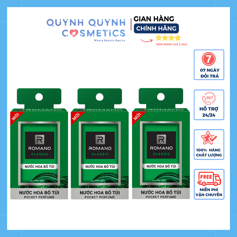 Combo 3 hộp nước hoa bỏ túi romano 18ml - hương classic