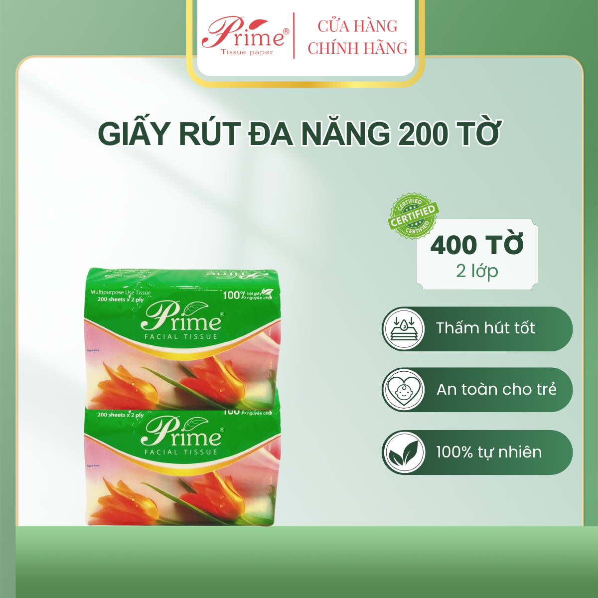 Combo 10 gói giấy ăn rút đa năng 2 lớp prime khổ 14x20 200 tờ || tissue