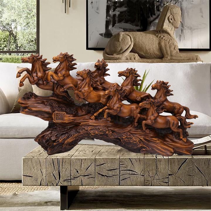 Tượng trang trí , Tượng ngựa bát mã truy phong (36x11x21cm) , Tượng bát mã phong thủy mang lại may mắn , thịnh vượng, công danh , decor trang trí phòng khách , phòng làm việc, quà tặng DH-DCB015