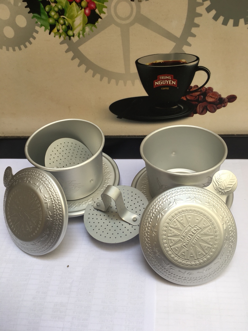 [Hot sale 50%] Phin nhôm cao cấp Trung Nguyên hoa văn trống đồng cao cấp