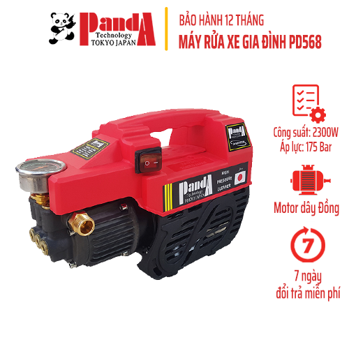 Máy rửa xe panda pd-568, công suất 2300w, chuyên rửa ô tô, xe máy dùng cho gia đình, công nghệ nhật bản