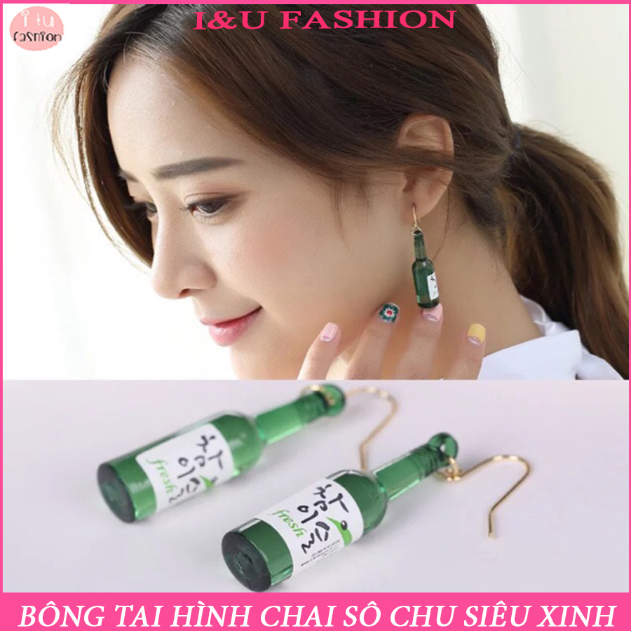 Bông Tai Khuyên Tai Nữ Hình Chai Nước , Chai Sô Chu Hàn Quốc Màu Xanh Đỏ Cá Tính Độc Đáo Phong Cách Thời Trang Trẻ Trung Dễ Thương Chất Liệu Nhựa Nhẹ Nhàng Khi Đeo KT-09