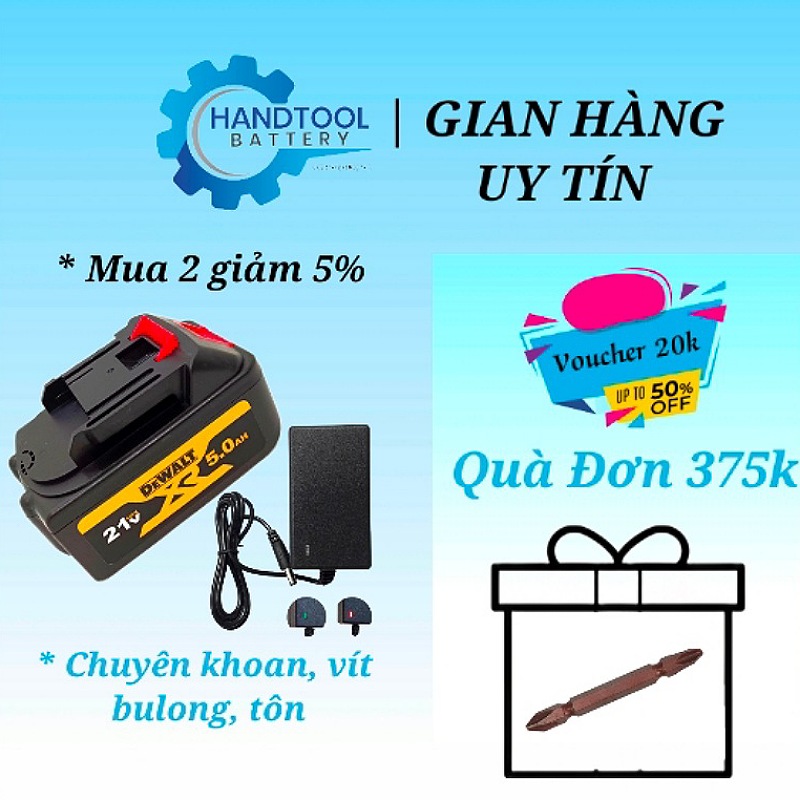 Pin máy bulong , pin 10 cell kèm sạc , dùng chung pin máy khoan, máy cưa , bảo hành 3 tháng