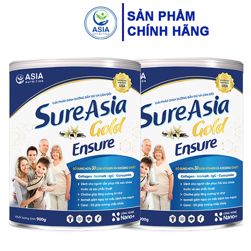 Combo 2 hộp sữa bột Sure Asia Gold Ensure 900g cao cấp nguyên liệu nhập