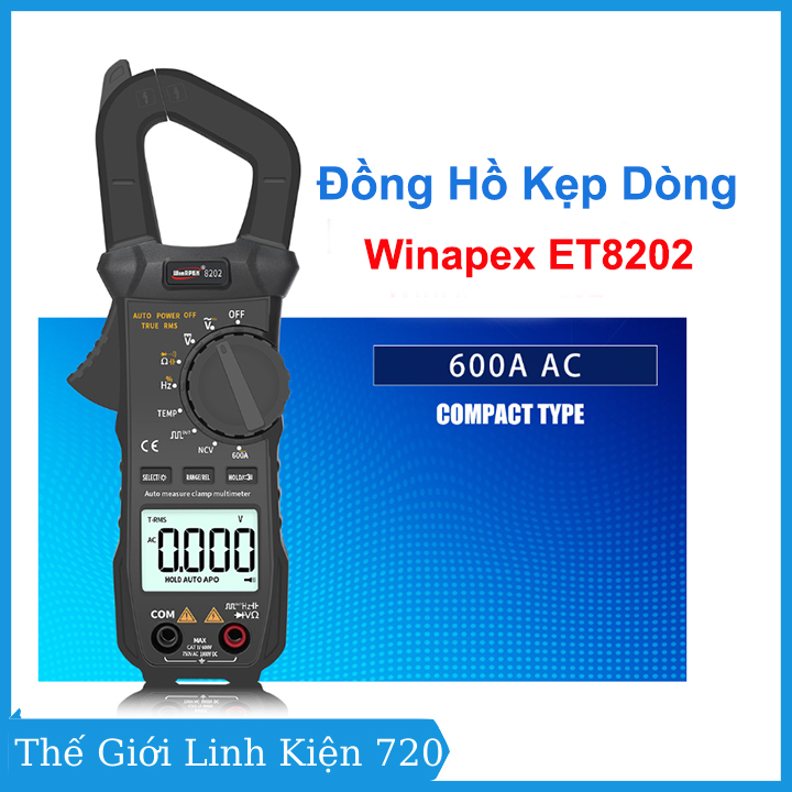 Đồng hồ kẹp dòng Winapex ET8202, kìm kẹp dòng kỹ thuật số màn hình LCD đo điện vạn năng