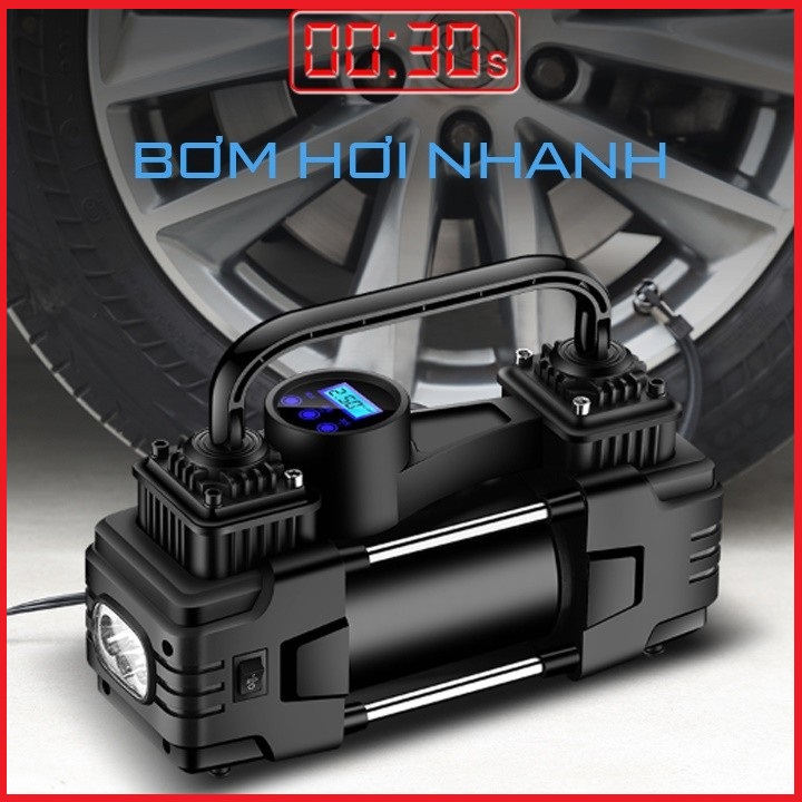 Bơm Ô Tô 2 Piston Xylanh AIR COMPRESSOR Công Suất Lớn Siêu Khỏe Siêu Nhanh - Máy Bơm Lốp Xe Hơi 12v - BH 9 tháng