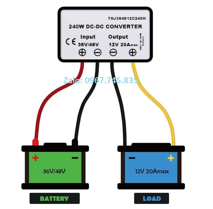 Bộ hạ áp dòng điện dc 48v xuống điện dc 12v 20a chống nước loại tốt