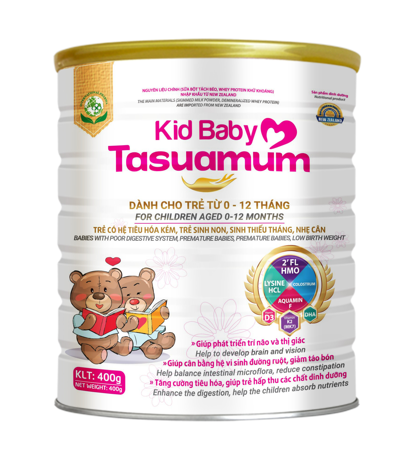 SỮA TASUAMUM KID BABY 400G (Dành cho trẻ từ 0-12 tháng, trẻ sinh non thiếu tháng, nhẹ cân, tiêu hóa kém)