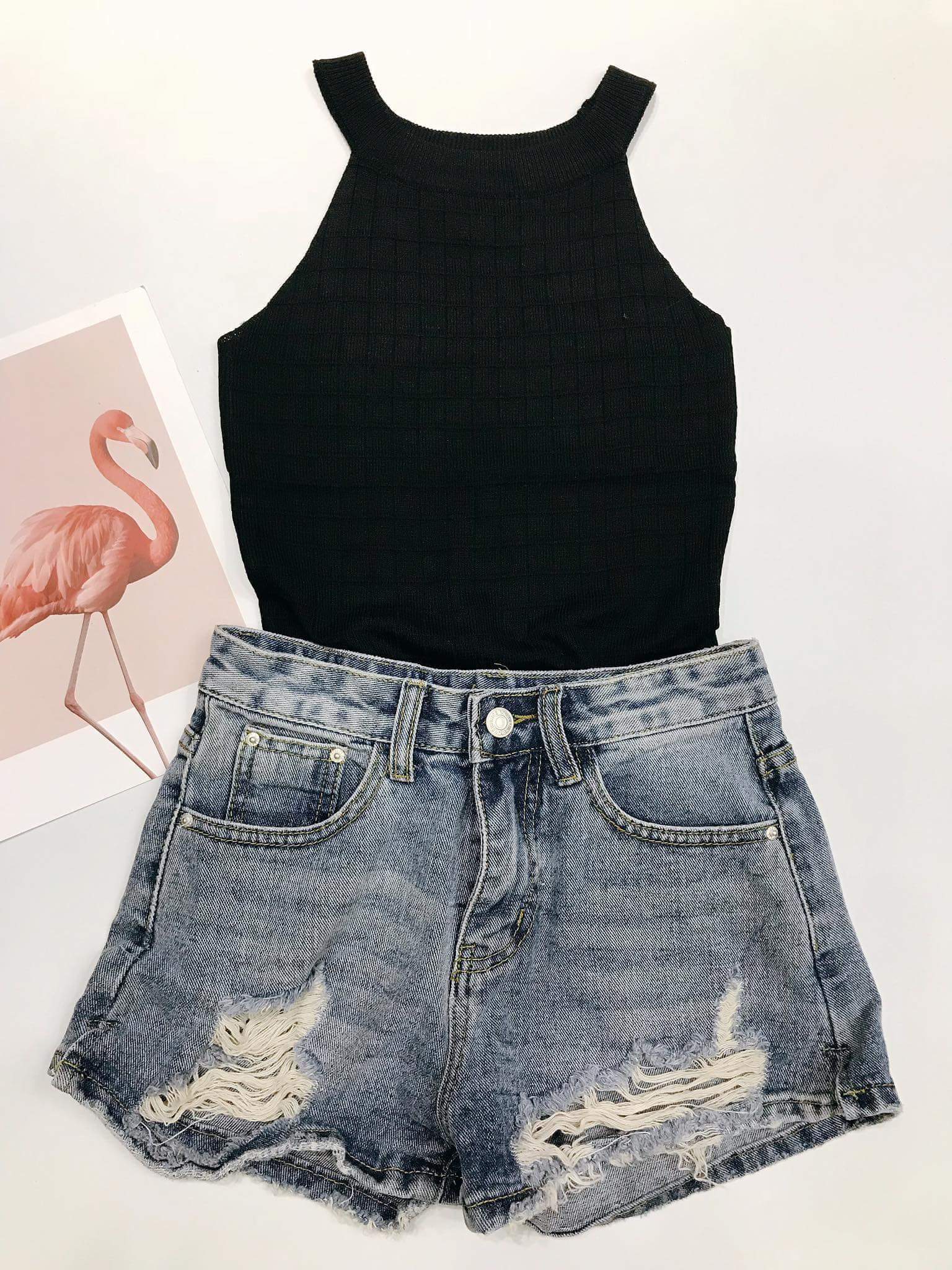 Áo kiểu lệch vai màu đen , Áo thun đen , Áo croptop đen , Áo kiểu yếm đen
