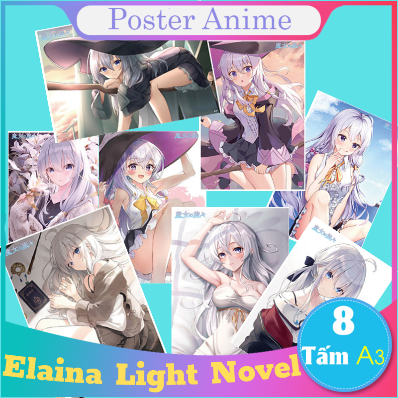 Giấy Xịn khổ lớn set 8 tấm tranh hành trình của Elaina Light novels phù