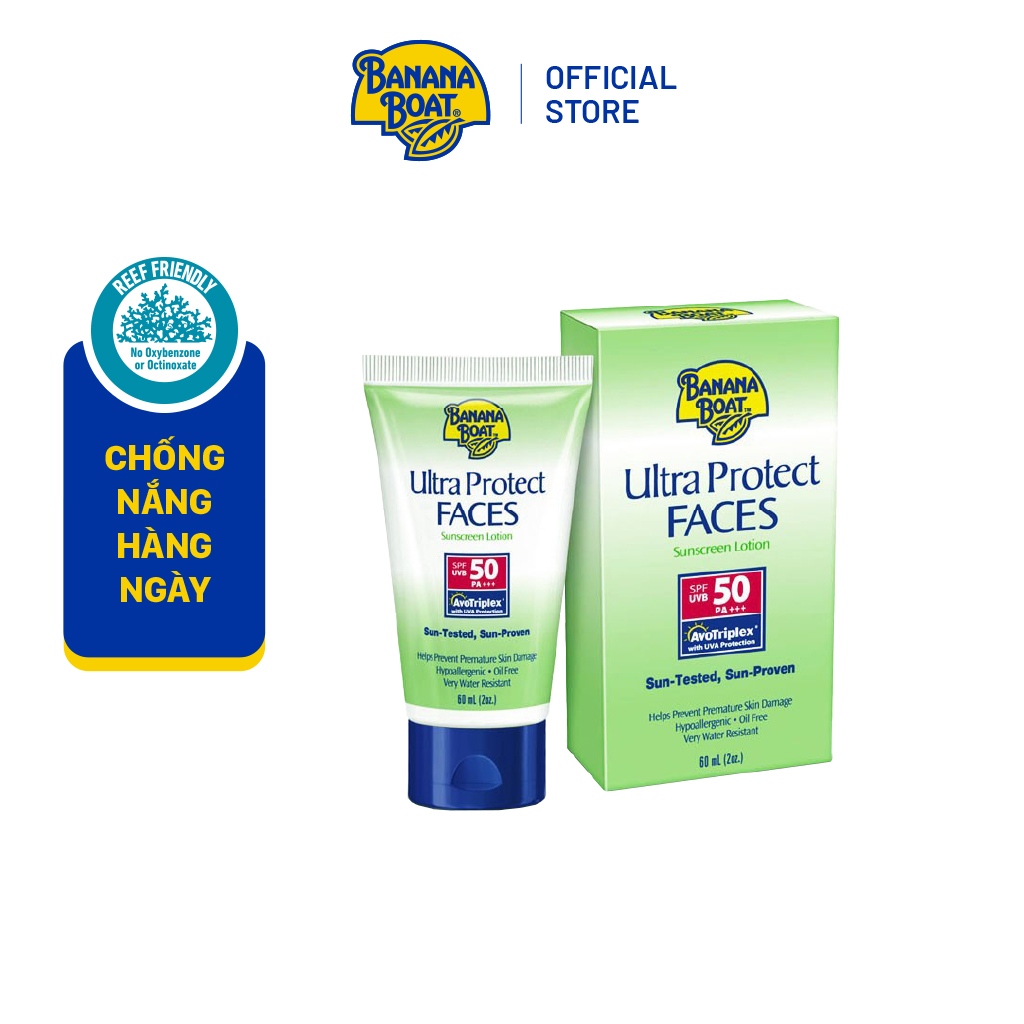 Kem chống nắng banana boat dành cho mặt ultra protect faces - spf50/pa+++/60ml