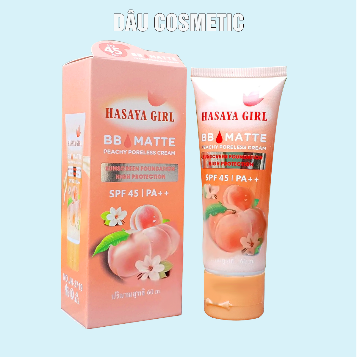 Kem nền BB 2in1 ĐÀO matte chuẩn hãng HASAYA THÁI  💥 ( có tính năng kem che khuyết điểm kiềm dầu hơi bị oki )