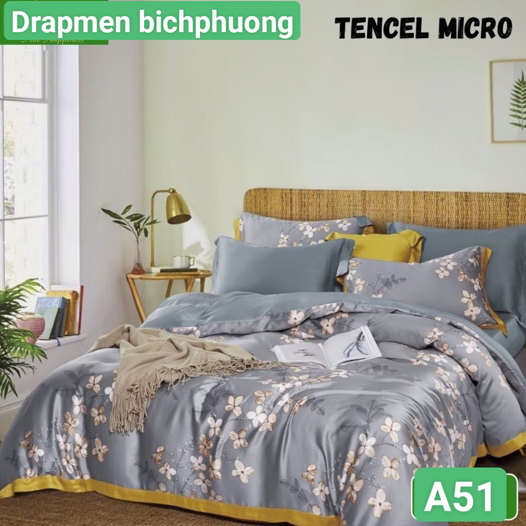 [HCM]Bộ drap mền Tencel {5 món} HOẶC chăn lẻ /vải nhập Hàn Quốc đỉnh cao mát mềm mại