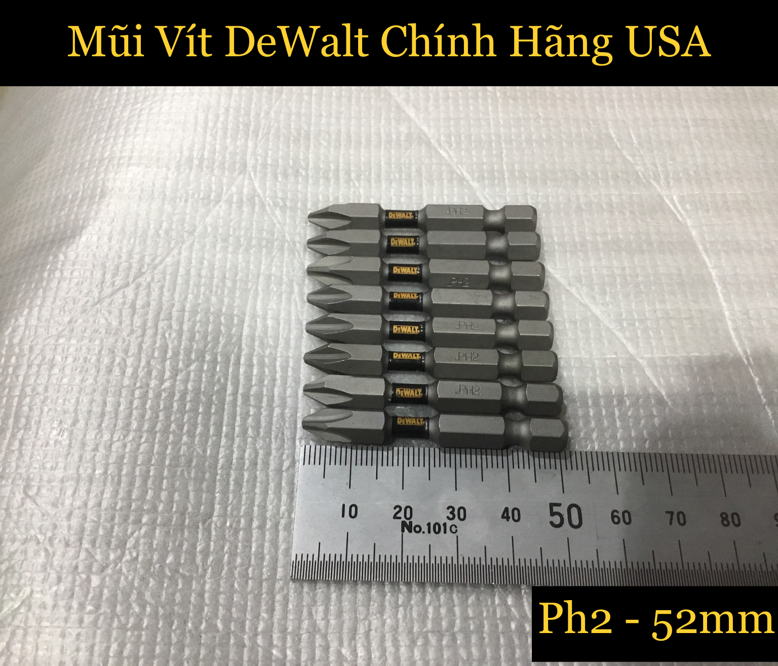 Bộ 5 mũi vít dewalt tem đen ph2-52mm
