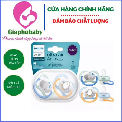 Philips Avent núm ty ngậm thông khí - ti giả avent animals cho bé 0-6/6-18m chính hãng