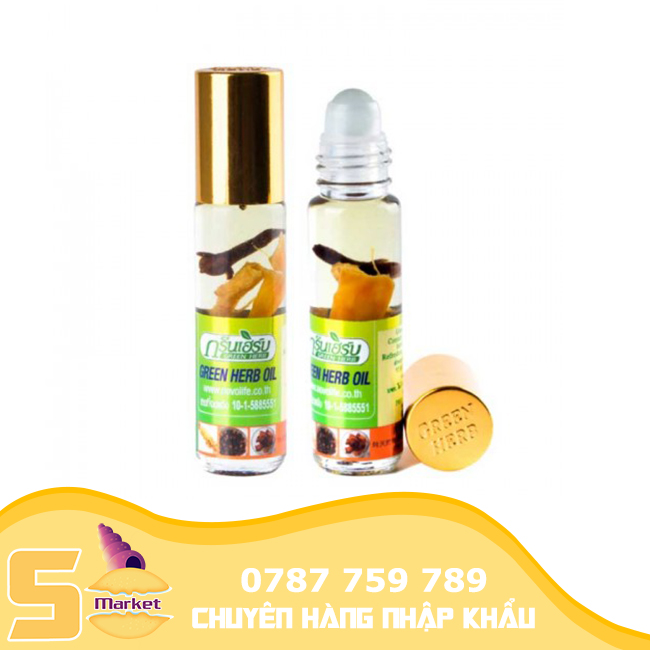 【1 Chai】Dầu Gió Thái Lan Green Herb Oil – Dầu Thảo Dược Nhân Sâm – Dầu Lăn Nhân Sâm – Hàng Chuẩn Rất Thơm 8ml【Sò Market】
