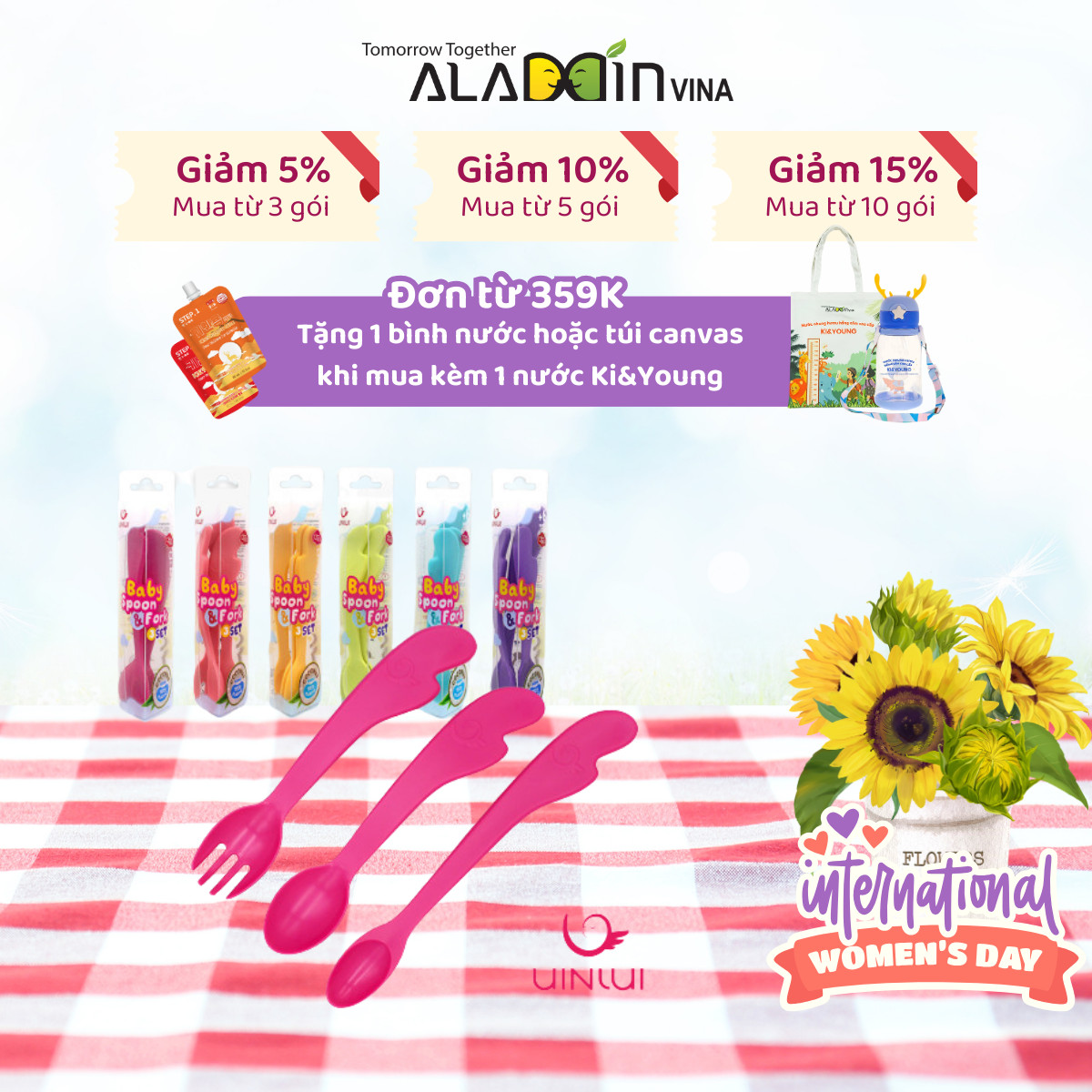Bộ dụng cụ ăn dặm cho bé uinlui - aladdin vina