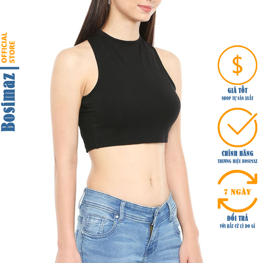 Áo Croptop Nữ Bosimaz CS211 cổ tròn ba lỗ sát nách, thun co giãn 4 chiều, vải đẹp dày, thoáng mát không xù lông.