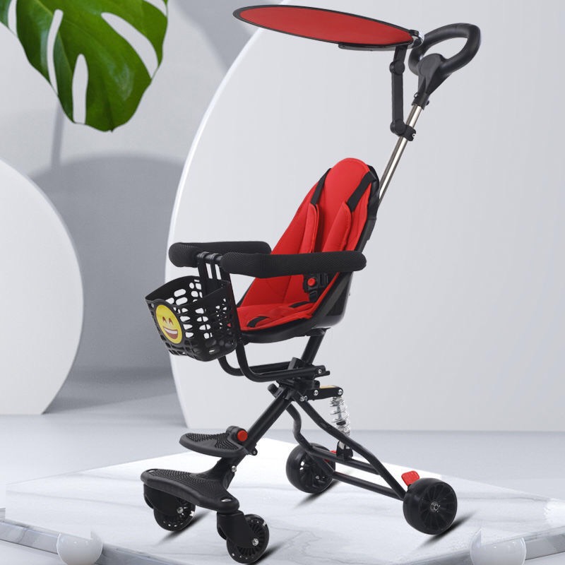 Xe đẩy gấp gọn, xe đẩy du lịch cao cấp có giỏ, mái che