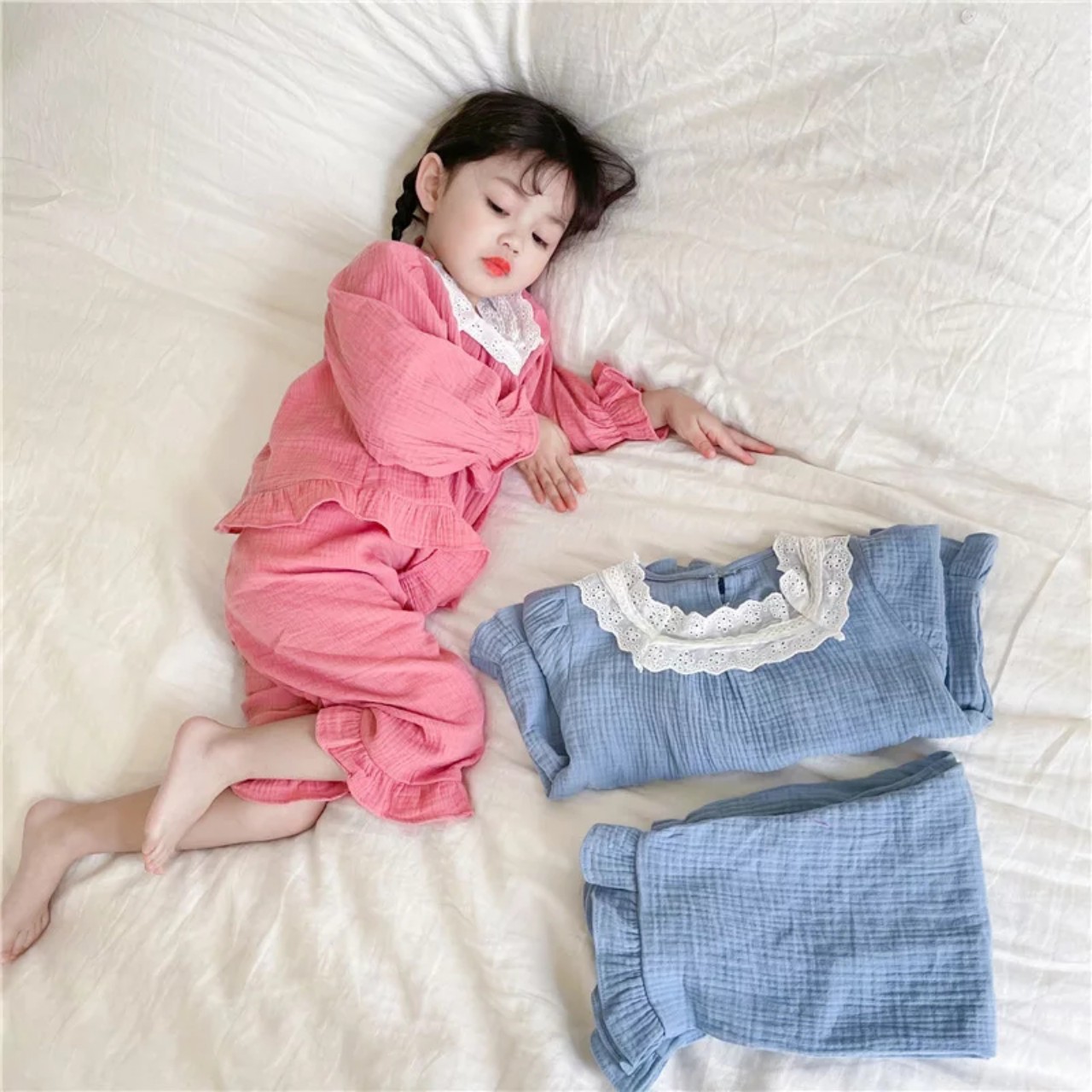 Bộ dài tay cho bé gái phối bèo xinh bbx38
