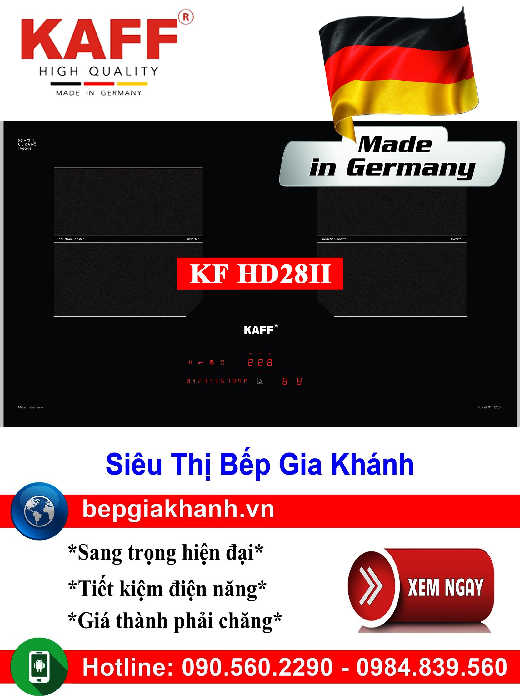 [HCM]Bếp từ đôi Kaff KF HD28II nhập khẩu Đức, bếp từ, bếp điện từ, bếp từ đôi, bếp điện từ đôi, bếp từ giá rẻ, bếp điện từ giá rẻ, bếp từ đơn, bep tu don, bep tu