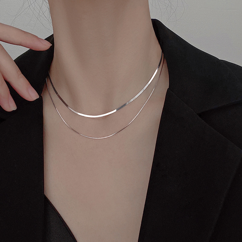 Dây chuyền nữ giá rẻ, Vòng cổ titan cao cấp không han gỉ mẫu choker 2 tầng sang chảnh
