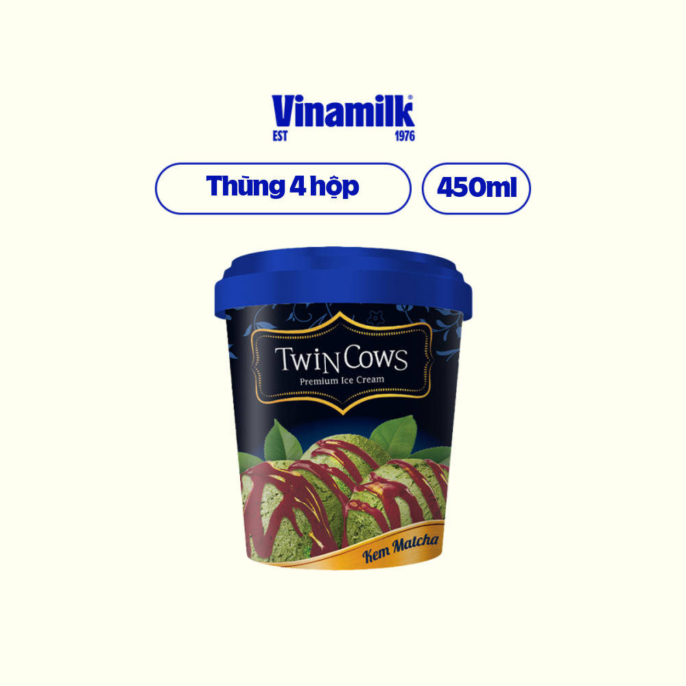 2 Hộp Kem Twin Cows Trà Xanh - Hộp 450ml