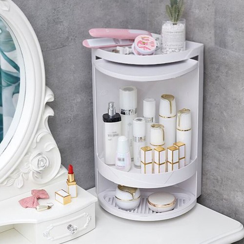 Kệ treo tường xoay 360 độ đựng đồ 2 TẦNG, tủ góc phòng tắm 2 tầng, tủ nhựa đựng đồ có nắp đậy