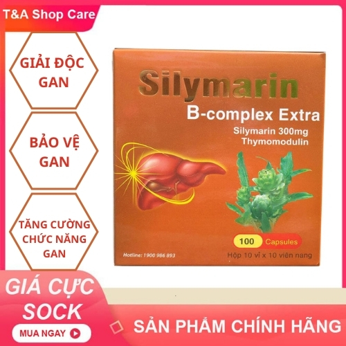 Viên uống bổ gan Silymarin B-complex Extra hỗ trợ giải độc gan, bảo vệ và tăng cường chức năng gan- Hộp 50 viên- HSD 2023