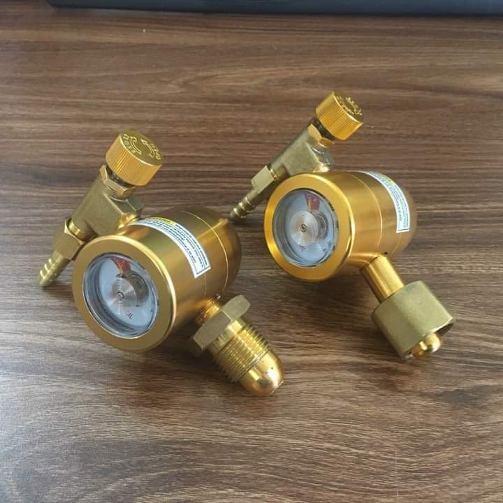 Đồng hồ Argon tiết kiệm khí GS-2001 vàng tốt, ren trong - ren ngoài