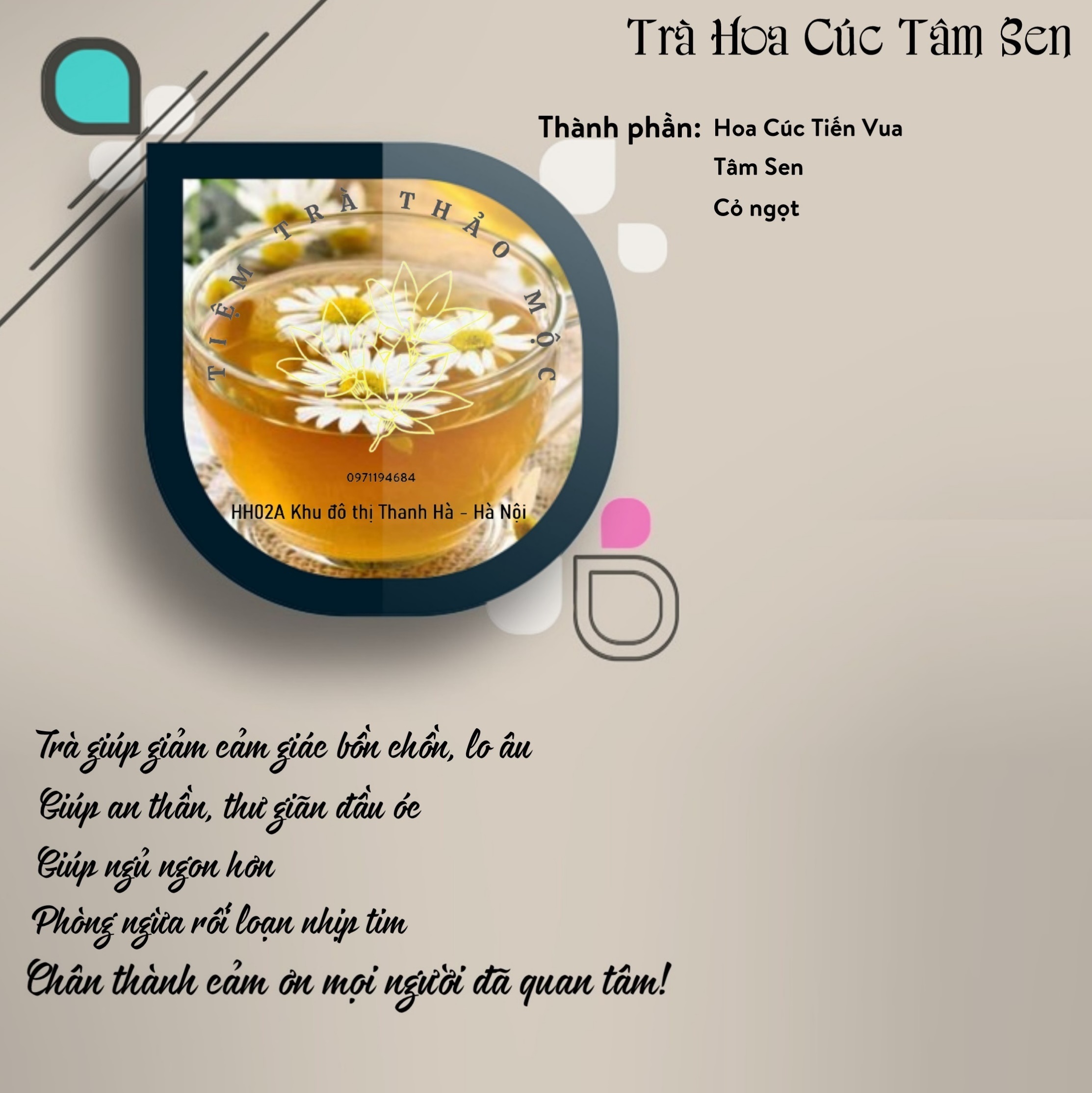 Trà hoa cúc tâm sen