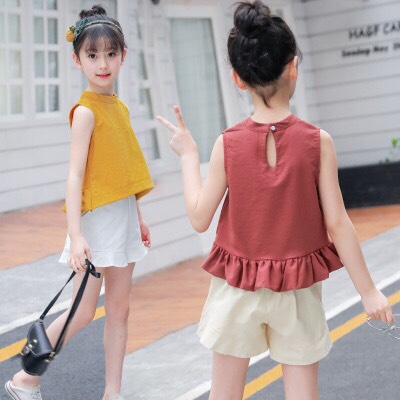 Đồ bộ áo phối quần đùi bé gái 14kg đến 44kg chất lụa mát mẻ cho bé thoải mãi vận động H0050