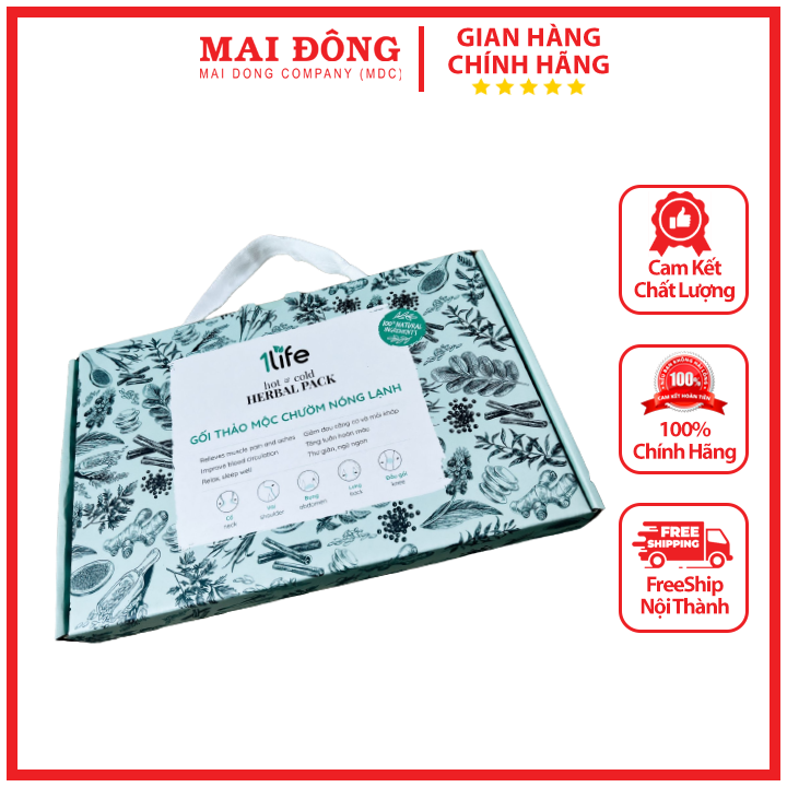Gối chườm thảo mộc nóng lạnh 1life hot & cold herbal pillow thành phần tự nhiên