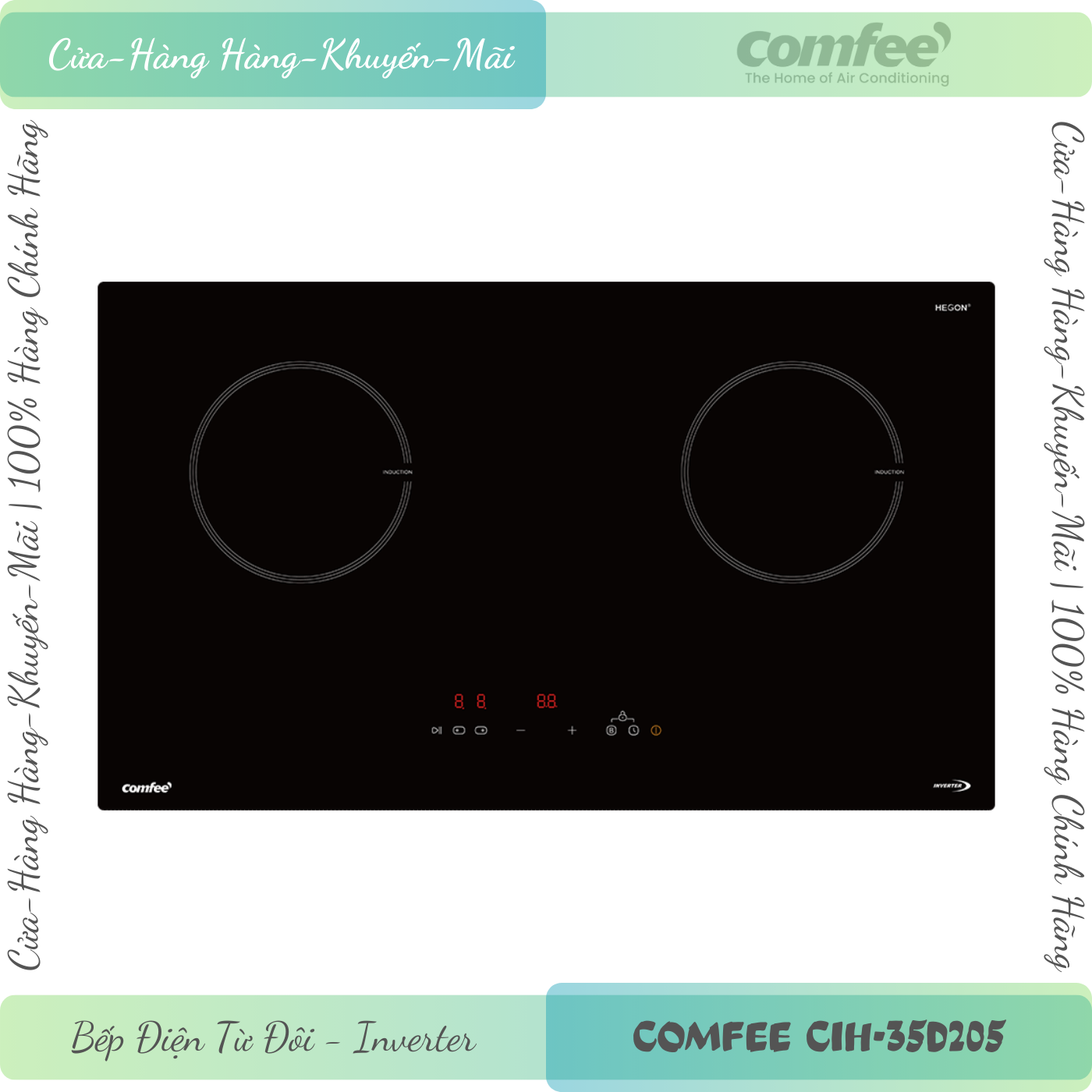 Comfee CIH-35D205 | Bếp Điện Từ, Bếp Từ Đôi Công Nghệ Cao Comfee' CIH-35D205 (2 Bếp) - Inverter, Tiết Kiệm Điện Năng Lớn - Hàng Chính Hãng
