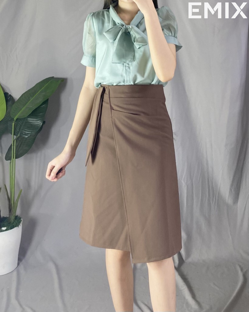 Áo Sơ Mi Công Sở Cổ Nơ 2 Lớp EMIX