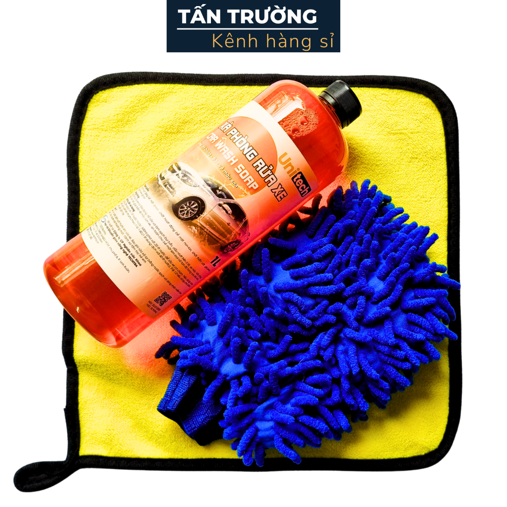  Combo 3 món rửa xe tại nhà giá rẻ  Xà bông rửa xe 1 lít + khăn lau xe 3M + găng tay san hô rửa xe  
