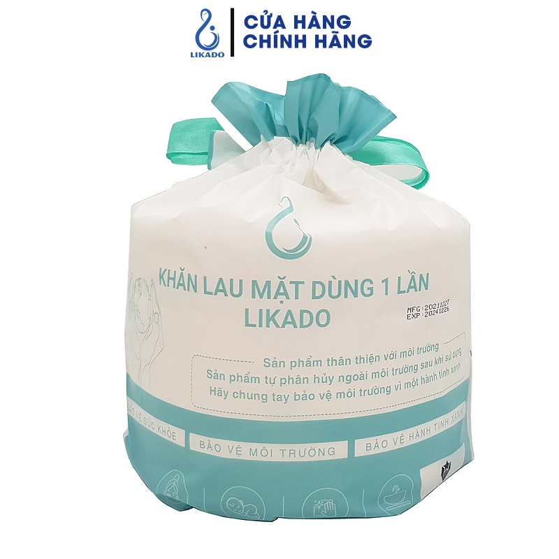 Khăn lau mặt dùng 1 lần likado cuộn 50 khăn kích thước 20x20 cm