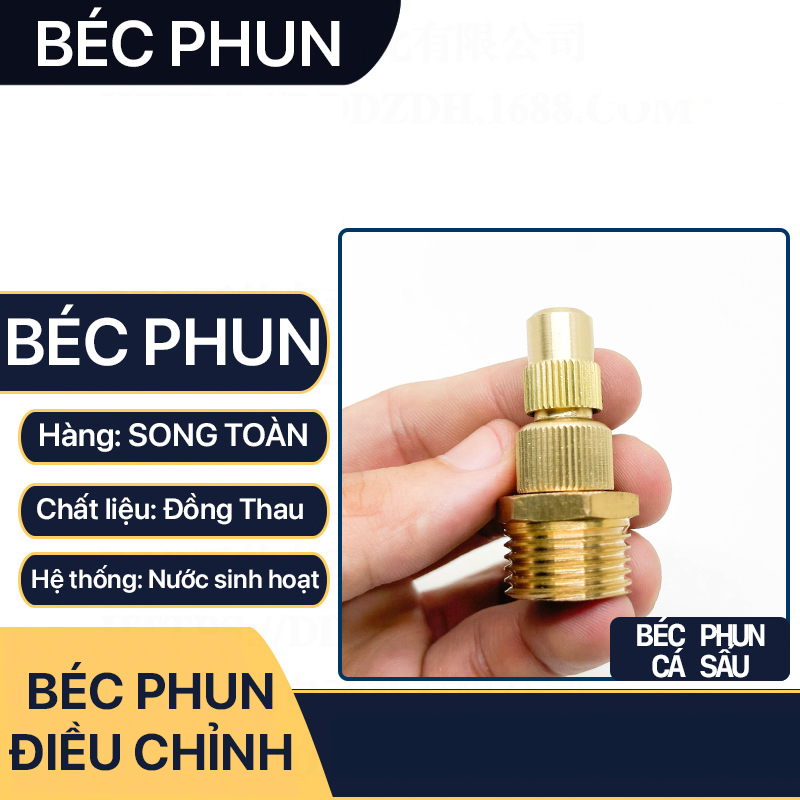 Béc Phun Ren Trong 13 , Đầu Phun Cá Sấu Điều Chỉnh Ren Ngoài 21