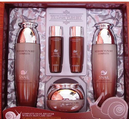 Bộ dưỡng trắng, trị nám, tàn nhang Hàn Quốc Snail set 5- Ye Dam Yun Bit